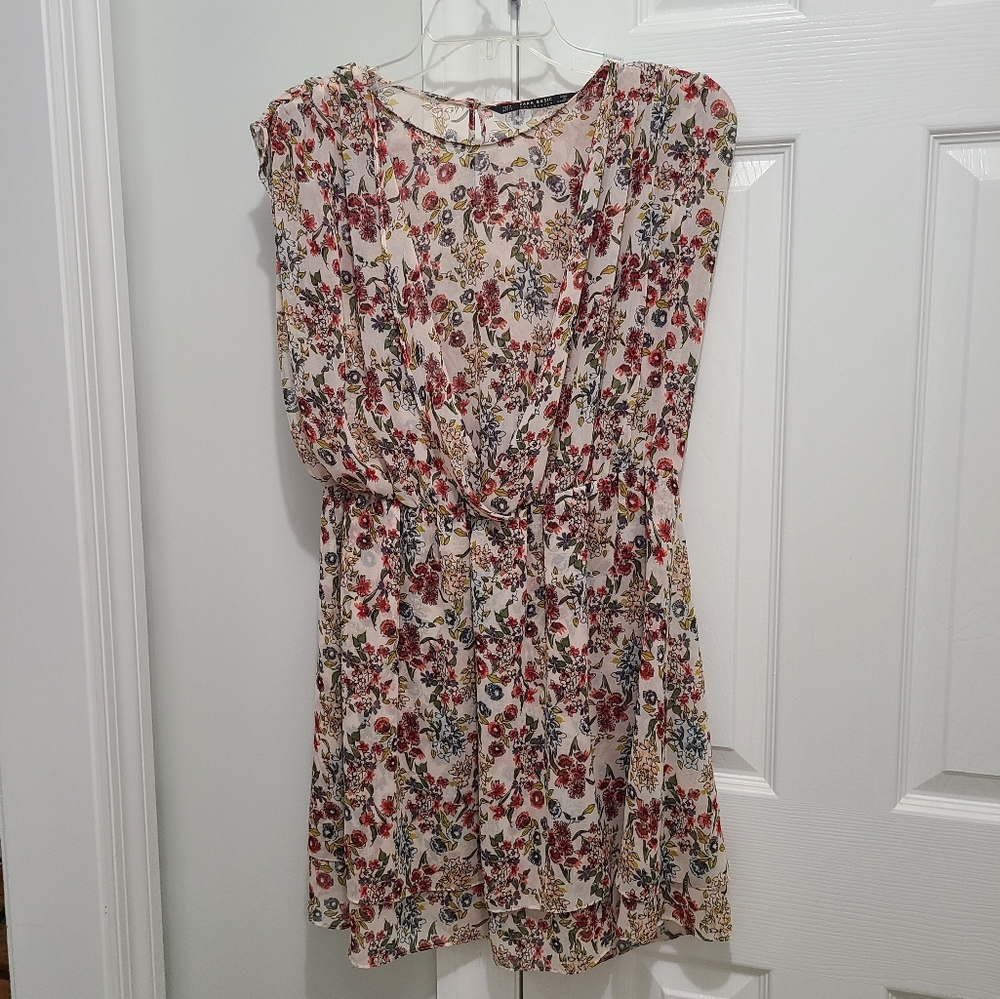 Zara floral sheer mini dress